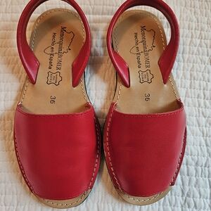 Menorquina Bomer Red Sandals, Made In Spain, US Size 6, European Size 36, NWOT